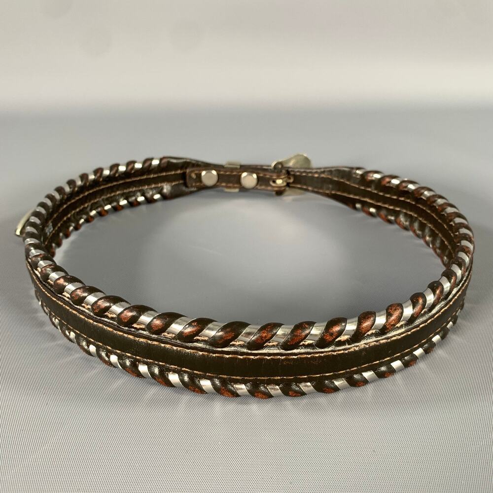 CIRCLE Y Waist Size 26 Brown Silver Leather Belt - Picture 3 of 7